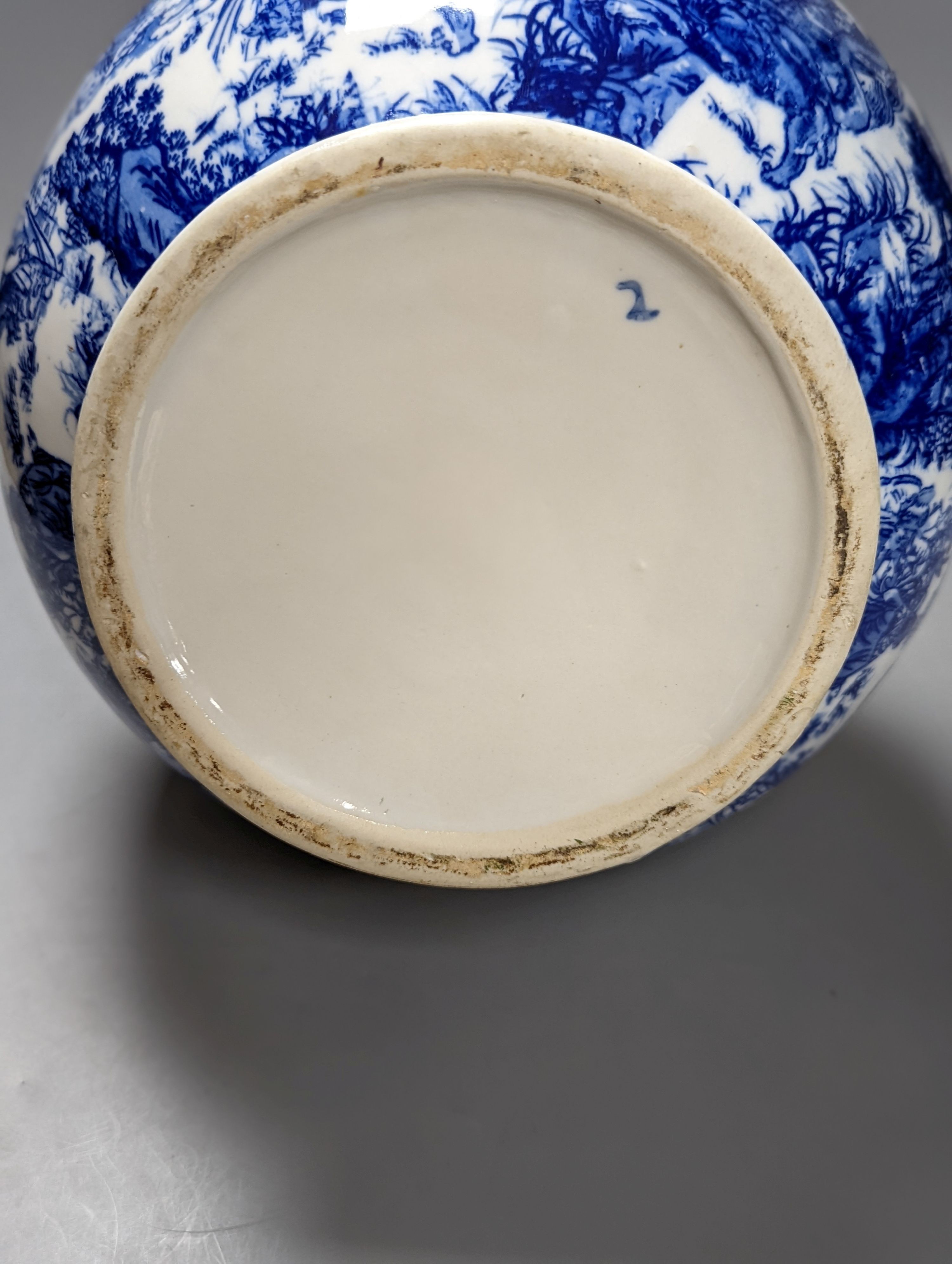 A Chinese blue printed porcelain vase, 45 cms high.
